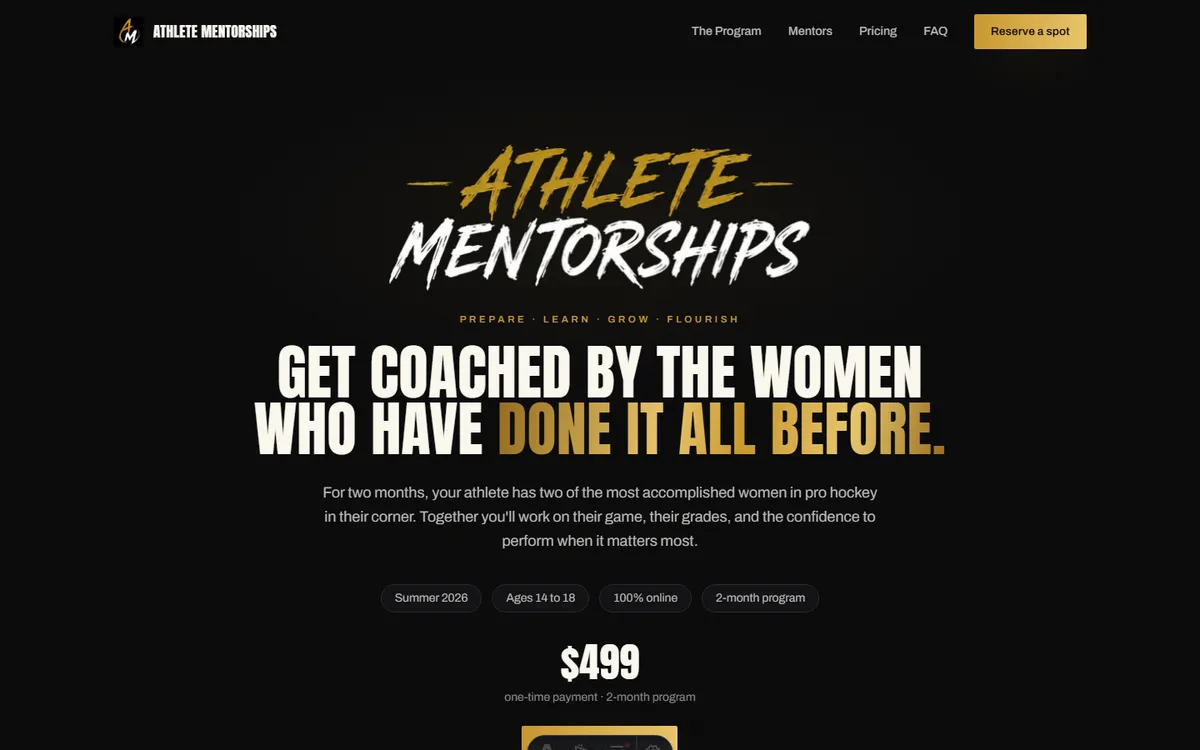 Athlete Mentorships website