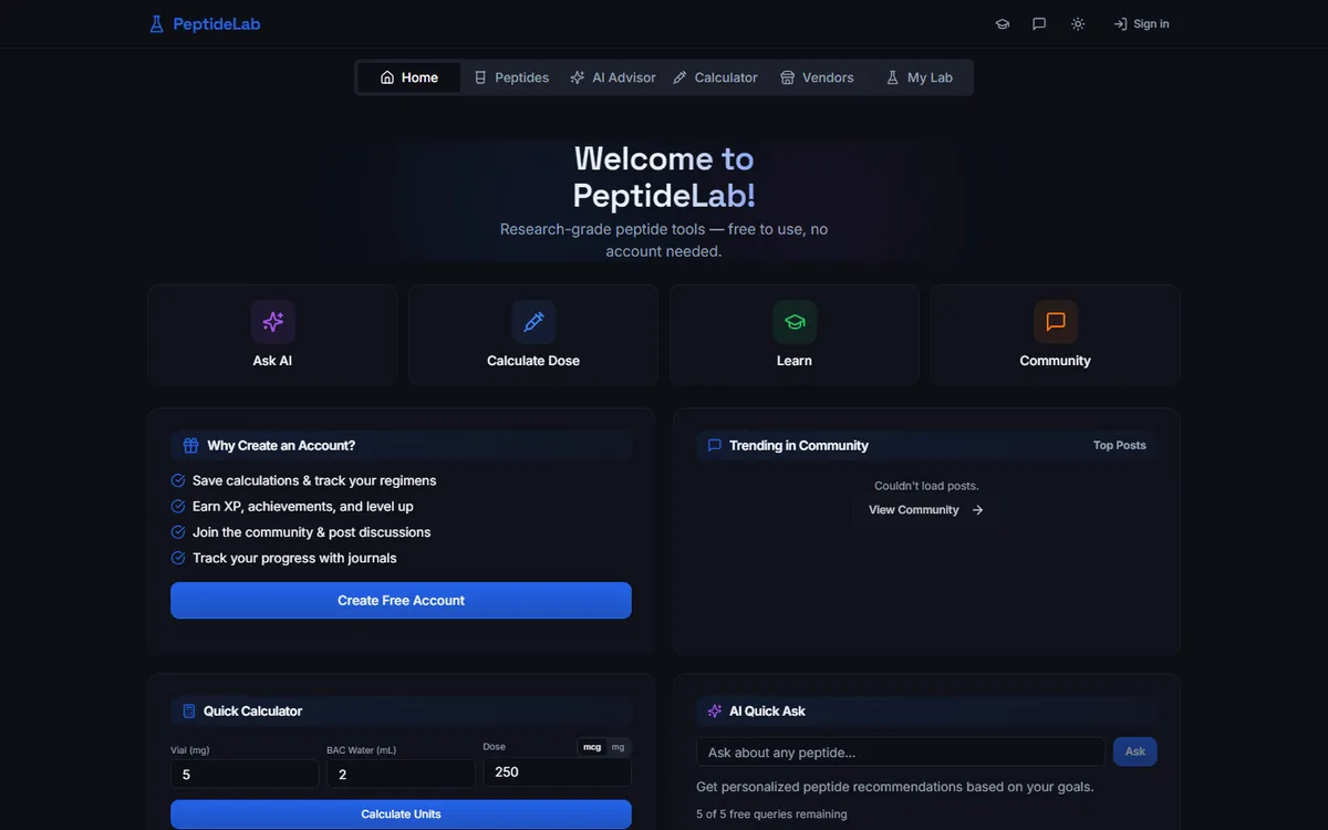 PeptideLab website