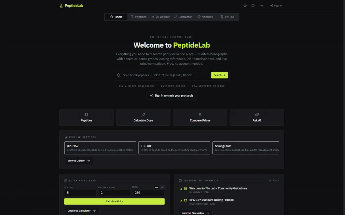 PeptideLab website